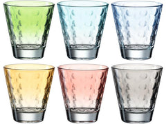 Leonardo Trinkglas Optic Pastell 215 ml, 6 Stück, Mehrfarbig