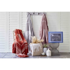 Couverture en coton grande taille Karaca Home Festival pour 2 personnes - Rouge brique