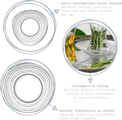 LAV Derin 6er Unterteller-Set aus hochwertigem Glas Untertasse Cay Tabagi DRN278