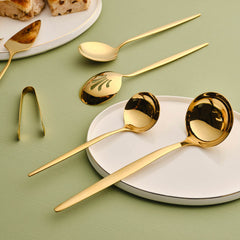 Karaca Orion Shiny Gold Servierbesteck-Set aus Edelstahl, Gold, 7-teilig