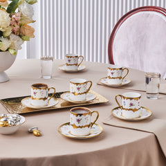Karaca Bihter Espressotassen-Set für 6 Personen, 12-teilig, 90 ml