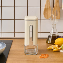 Karaca Luminous Vorratsglas aus Acryl mit Deckel, Creme, 1210 ml
