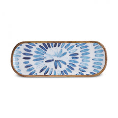 Karaca Home Mango Servierplatte aus Mangoholz Blau-Weiss