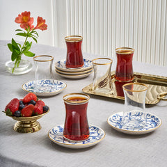 Karaca Mare – 12-teiliges Glas-Türkisches Tee-Set für 6 Personen (170 ml, transparent)
