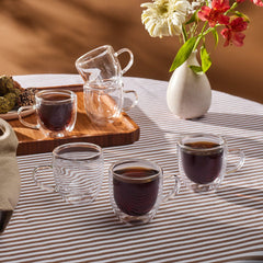 Karaca Olivier – 6-teiliges doppelwandiges Espresso- & Türkisches Kaffeetassen-Set, 80 ml, klar