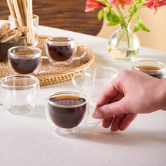 Karaca Olivia 6-teiliges Doppelwandiges Espresso- & Türkisches Kaffeetassen-Set | 80 ml – Klar