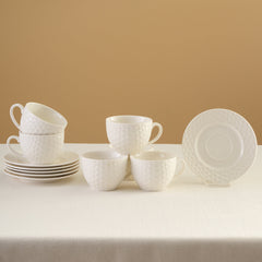 Karaca Nora Embossed Teetassen-Set für 6 Personen, 220 ml