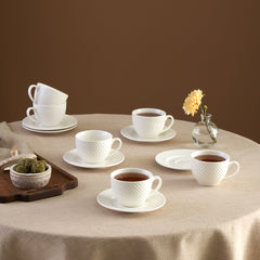 Karaca Nina Embossed Teetassen Set, 12-teilig für 6 Personen