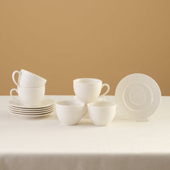 Karaca Nina Embossed Teetassen Set, 12-teilig für 6 Personen