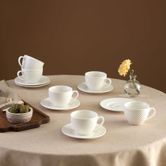Karaca Nina Embossed Teetassen Set, 12-teilig für 6 Personen