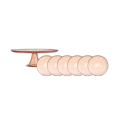 Karaca Juliet Mocha Mousse Kuchen-Set aus Glas für 6 Personen, 7-teilig