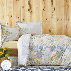 Karaca Clarinda Bettwäsche-Set für Doppelbett Beige aus 100 % Baumwolle mit Spannbettlaken