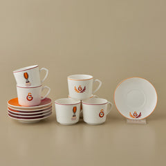 Karaca x Galatasaray Lizenziertes Espressotassen-Set für 6 Personen aus Porzellan, 12-teilig, 80 ml