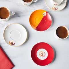 Karaca x Galatasaray Lizenziertes Espressotassen-Set für 6 Personen aus Porzellan, 12-teilig, 80 ml