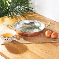 Bakır Sahan Flache Bratpfanne aus Kupfer 16 cm – Handgefertigte Türkische Servierpfanne