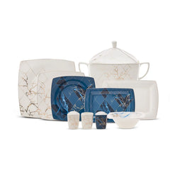 Karaca Fine Pearl Midnight 62-piece dinnerware set square mother of pearl for 12 people