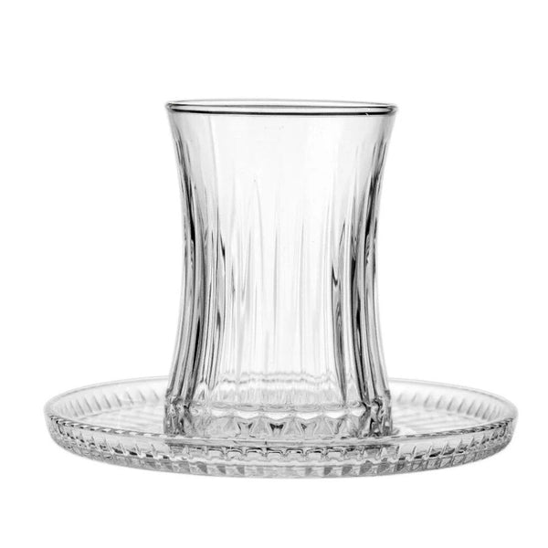 Pasabahce Elysia Teeset 12-teilig – Teegläser mit Untertassen 170 ml