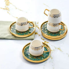 Karaca Verde – 12-teiliges Porzellan-Kaffeetassenset für 6 Personen (100 ml, Grün)