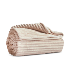 Karaca Ruby Stripe Wellsoft TV-Decke Ecru, 130 × 150 cm