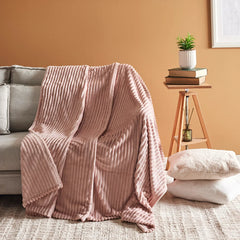 Karaca Ruby Stripe Wellsoft Einzeldecke Rosa, 130 × 150 cm