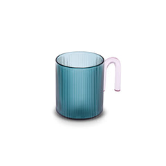 Karaca Miracle Glastasse Blau mit rosa Henkel, 320 ml