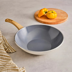 Wok induction Karaca Swiss Crystal 28 cm, crème