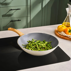 Wok induction Karaca Swiss Crystal 28 cm, crème
