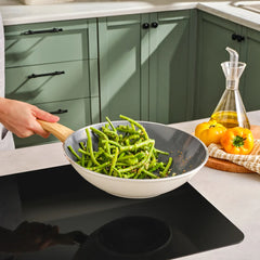 Wok induction Karaca Swiss Crystal 28 cm, crème