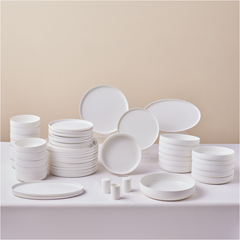 Karaca Earth Collection Matte Glaze Weiss – 55-teiliges Tafelservice für 12 Personen
