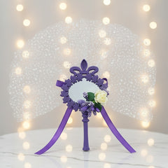 Magnetischer Mini-Spiegel mit Blumen – Lila, Hochzeits- oder Verlobungsgeschenk