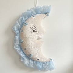 Babyzimmer Deko „Halbmond“ Blau – Liebevolles Wandaccessoire für Jungen