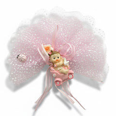 Figurine décorative magnétique « Bébé en voiture – Rose »
