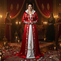 Rote Bindallı – Traditionelles Henna-Abend Kleid mit goldfarbener Stickerei