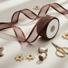 Organza Satinband Braun– 25 mm Breite (Preis pro Meter)
