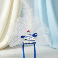 Magnetische Dekofigur „Segelboot“ – Blau-Weiss
