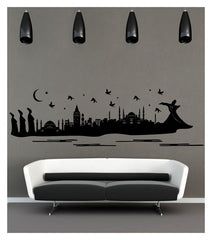 Velours Wandtattoo „İstanbul“ – Samt Wandsticker 86 × 291 cm