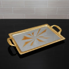 Gold-plated masterpiece: medium-sized rectangular tray with a noble shine