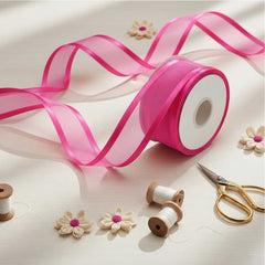 Organza Satinband Pink – 25 mm Breite (Preis pro Meter)
