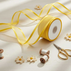 Organza Satinband Gelb – 25 mm Breite (Preis pro Meter)