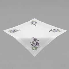 Nappe Printemps Pansy Broderie Couverture Moyenne Blanc Violet Brodé Couverture Carrée