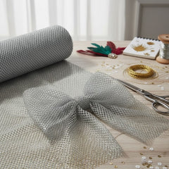 Tüll Glitter Lurex Grob – Silber | Glänzender Netzstoff für Deko & Kostüme (Preis pro Meter)