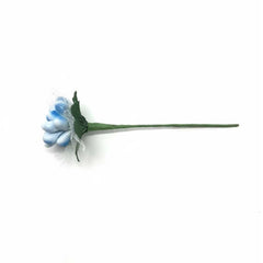 10er Mini Deko-Blumenstrauss – 10 cm blaue Kunstblume mit Tüll und Blättern