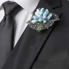 10er Mini Deko-Blumenstrauss – 10 cm blaue Kunstblume mit Tüll und Blättern