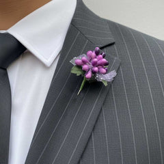 10er Mini Deko-Blumenstrauss – 10 cm violette Kunstblume mit Tüll und Blättern