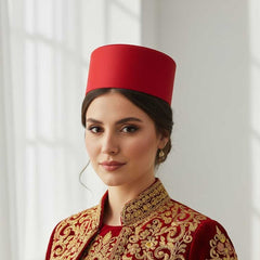 Roter Fes im Bindallı-Stil – Traditioneller Hut für Henna-Abend & Hochzeit