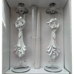 Elegantes Hochzeits-Kerzenhalter-Set (4-teilig) - 28cm Glas/Gips - Classic Mevlana