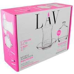 LAV Ensemble de 12 verres à thé turcs "Klasik", 1 sucrier "Berry", 13 pièces