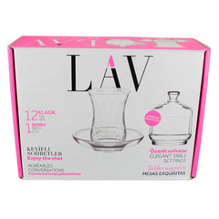 LAV Ensemble de 12 verres à thé turcs "Klasik", 1 sucrier "Berry", 13 pièces