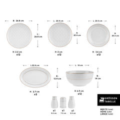 Karaca Elegance Bone Mandarin 53-teiliges Tafelservice für 12 Personen Gold