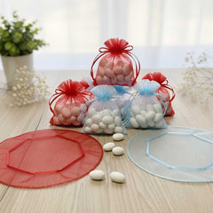 50 pieces gift organza bags red 24 cm, round, almond sugar bags, mini organza bags